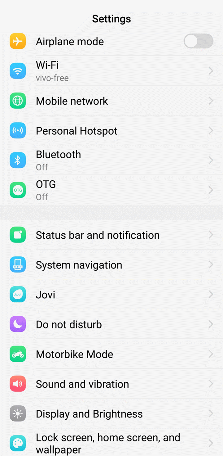 open manage apps in settings