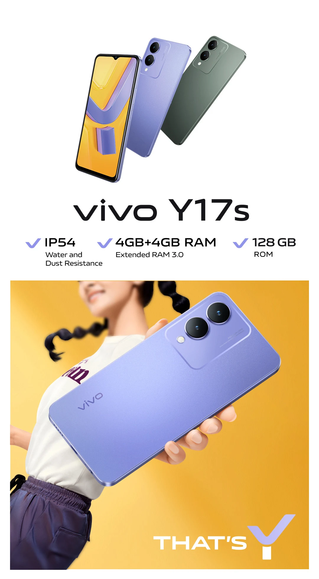 vivo Y17s - The Best Selfie Smartphone with Trendy Design & Large Memories