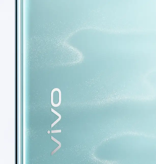 vivo V30 in color Inle Blue with color changing design