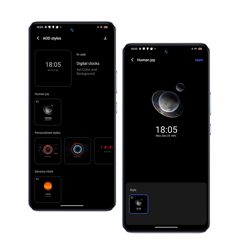 vivo Y100 5G with funtouch os 14 personalization functions: always on display styles