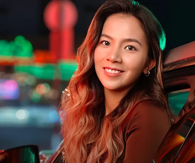 vivo V30 近拍人像，使用距離感應燈