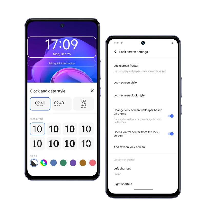 vivo V30 Lite avec la fonction de style d'horloge de l'écran de verrouillage