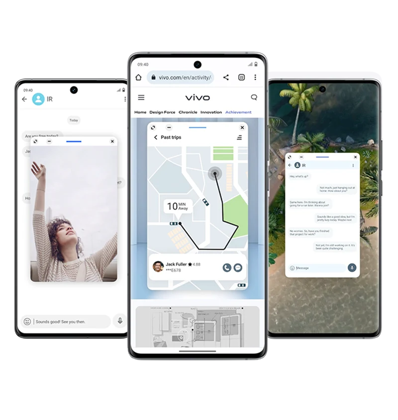 vivo V30 Lite avec la fonction multi-tâches sur un écran