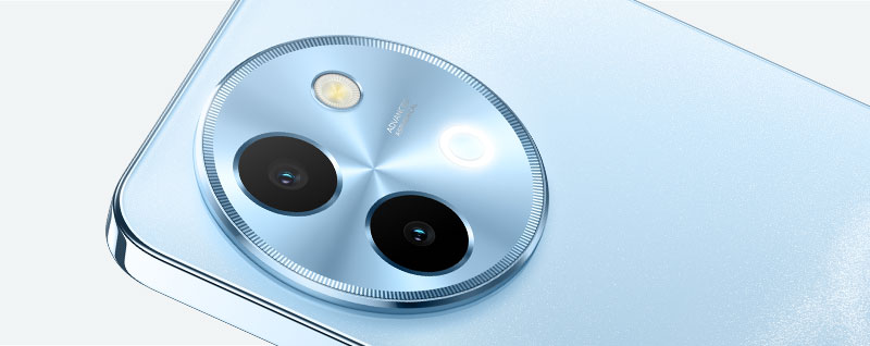 vivo Y38 5G in pacific blue with stellar-shaped camera module