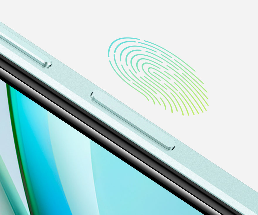 هاتف vivo Y18 مع أداة استشعار لبصمة الإصبع مركّبة على الجانب