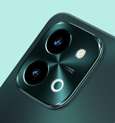 vivo Y28 dalam warna hijau zamrud dengan cahaya dinamis