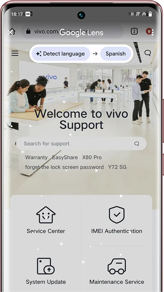 ميزة الترجمة بضغطة واحدة الخاصة بسلسلة vivo v29 SA