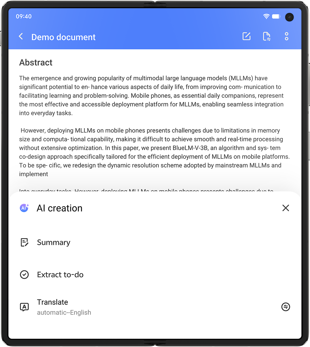 vivo X Fold5 with AI Smart Office vivo DocMaster Function