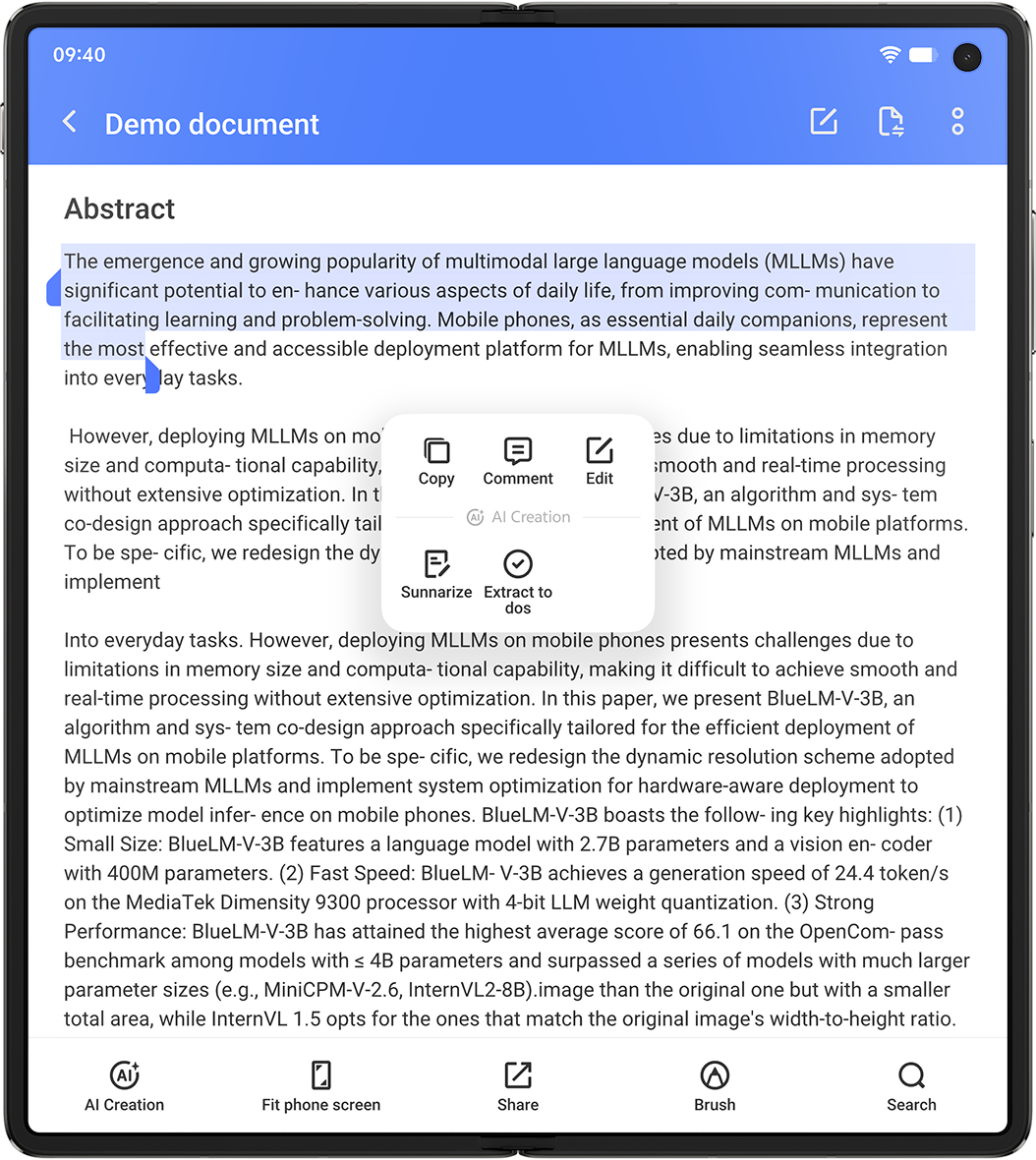 vivo X Fold5 with AI Smart Office vivo DocMaster Function