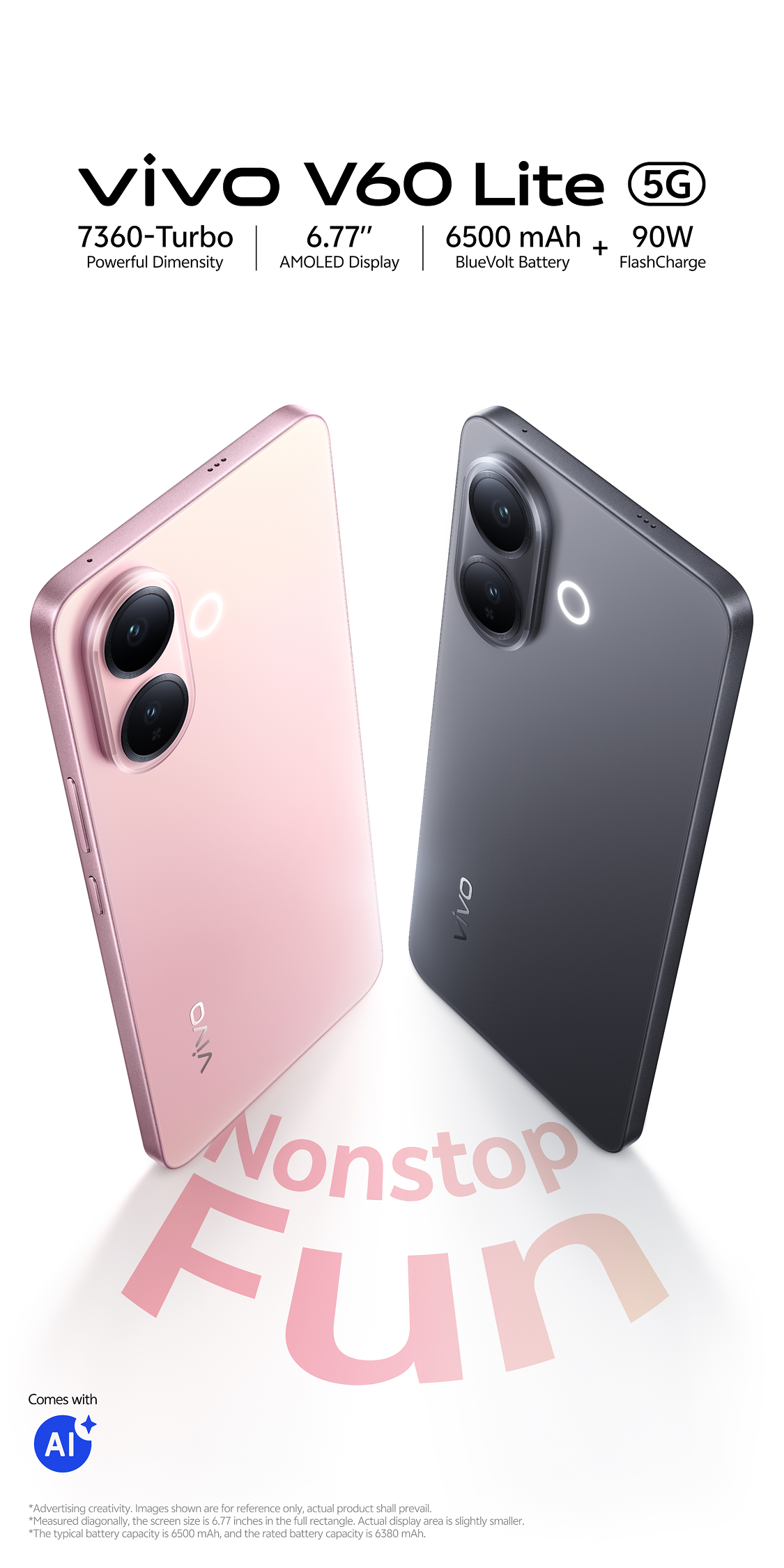 vivo V60 Lite 5G - Slim Design, Dimensity 7360-Turbo, 6500mAh