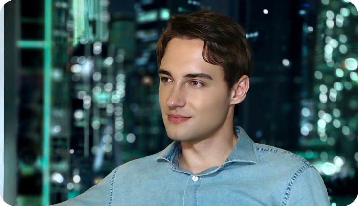 Portrait taken using vivo V60 Lite with AI Aura Light on under cold light