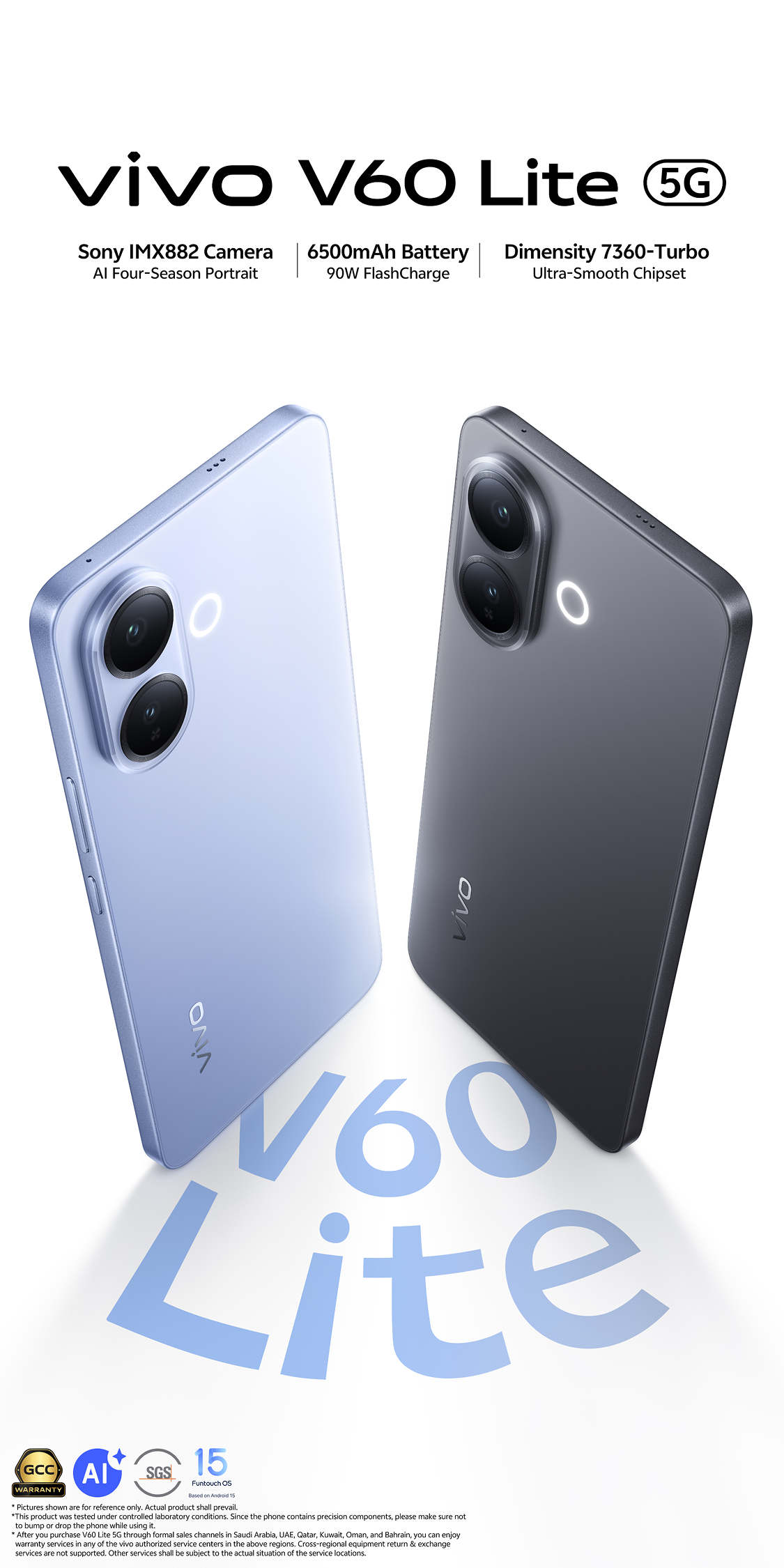 vivo V60 Lite 5G - Slim Design, Dimensity 7360-Turbo, 6500mAh
