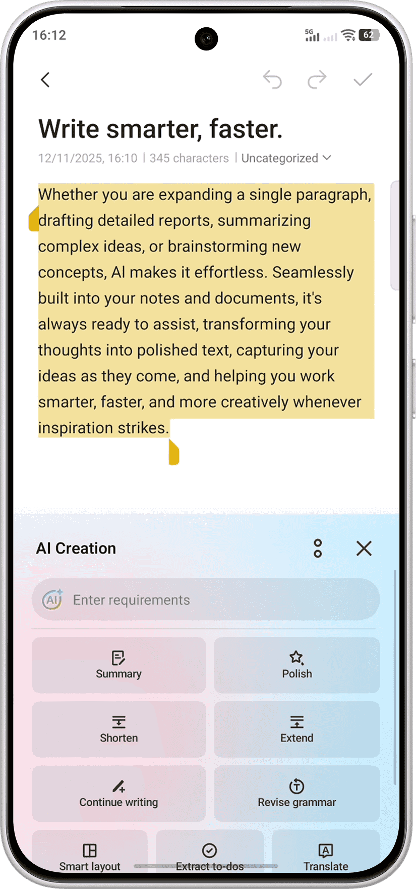vivo Y500 with AI Creation feature